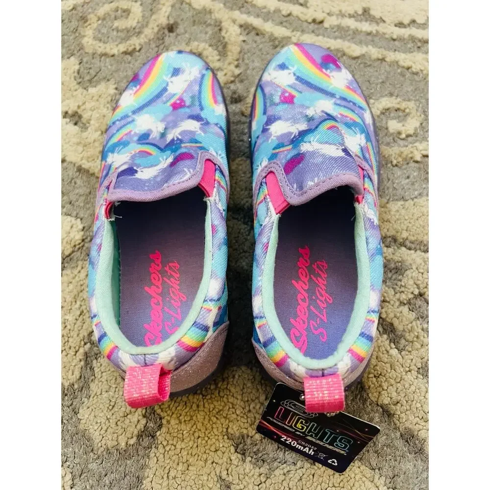 NWT❤️Skechers Girls S-Lights: Unicorn Chaser Light-Up sz2
